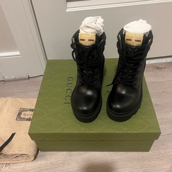 Gucci Women's GG Platform High Block Heel Ankle Boots NEW SZ 35 - Picture 9 of 10